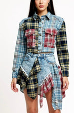 Load image into Gallery viewer, “Pretty in Plaid” Denim Skirt set
