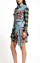 Load image into Gallery viewer, “Pretty in Plaid” Denim Skirt set
