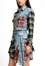 Load image into Gallery viewer, “Pretty in Plaid” Denim Skirt set
