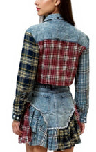 Load image into Gallery viewer, “Pretty in Plaid” Denim Skirt set
