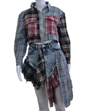Load image into Gallery viewer, “Pretty in Plaid” Denim Skirt set
